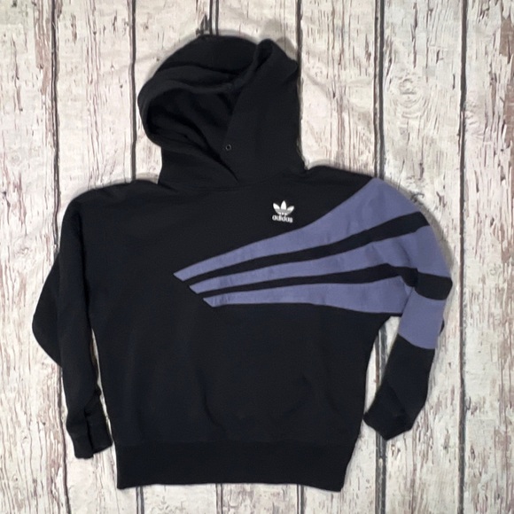 Adidas Men's Black Hoodie Stitched Jumper Pullover Sweater Sweatshirt - Picture 1 of 5